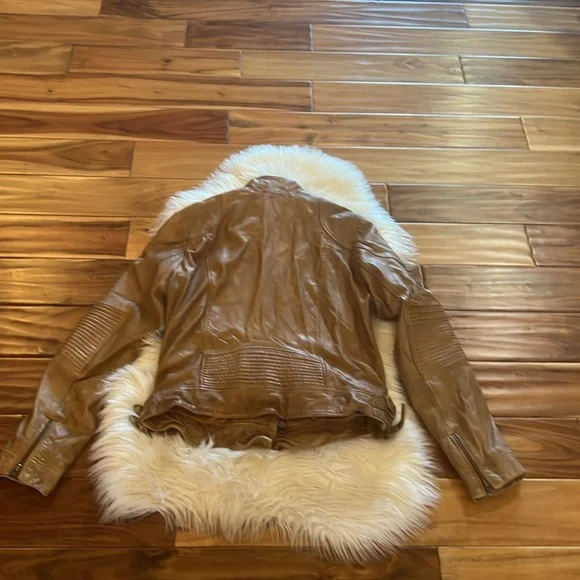 Free People bronze real lamb leather jacket Sz L NWOT - Picture 7 of 14